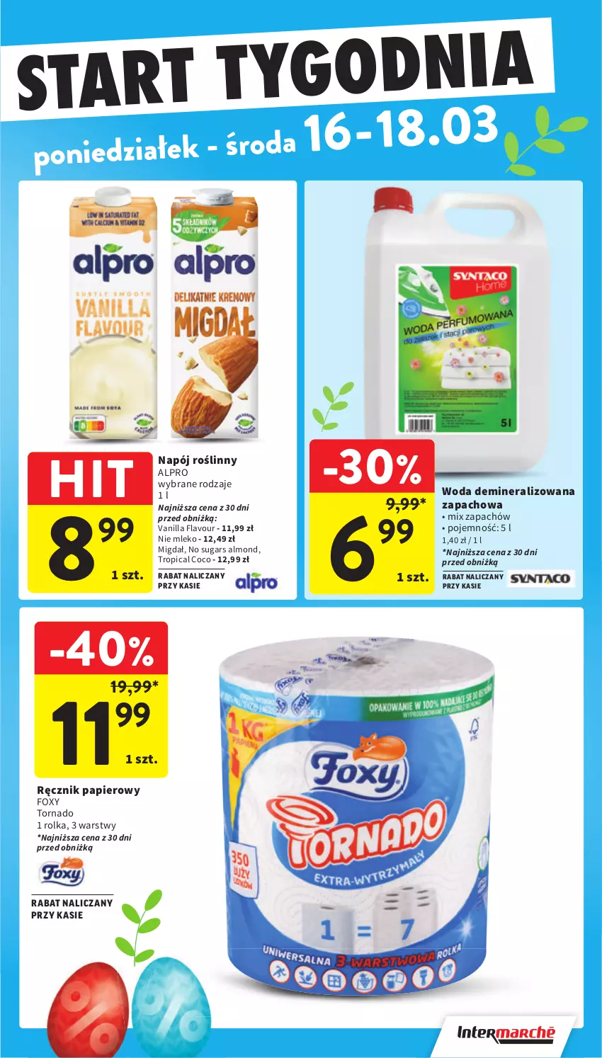 Gazetka promocyjna Intermarche - Gazetka Intermarche - ważna 12.03 do 18.03.2026 - strona 48 - produkty: Alpro, Foxy, Mleko, Napój, Napój roślinny, Papier, Ręcznik, Tropical, Woda