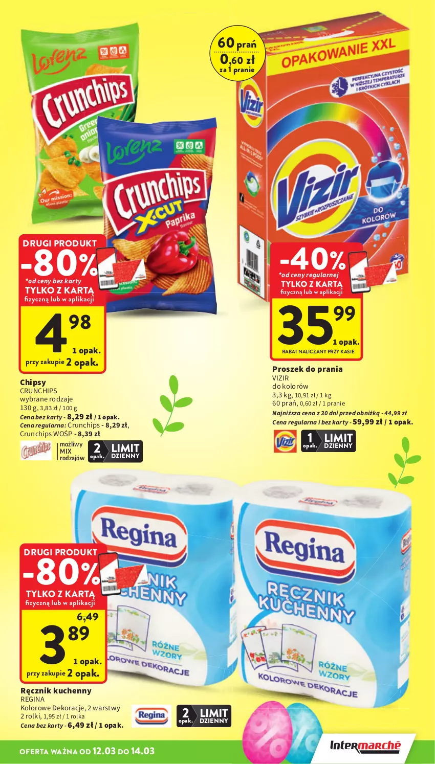 Gazetka promocyjna Intermarche - Gazetka Intermarche - ważna 12.03 do 18.03.2026 - strona 5 - produkty: Chipsy, Crunchips, Gin, Proszek do prania, Ręcznik, Ręcznik kuchenny, Rolki, Vizir