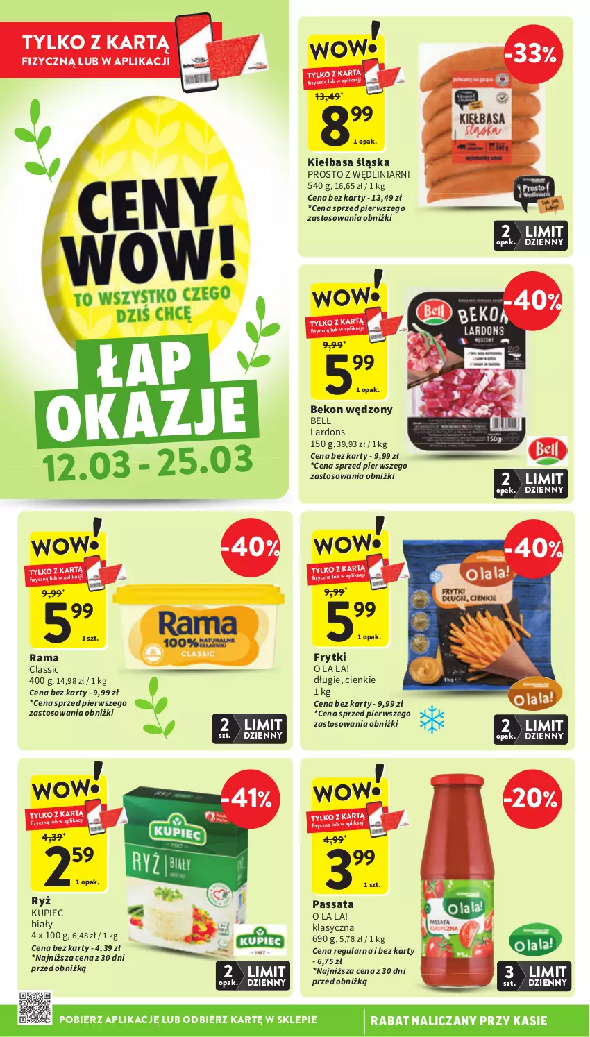 Gazetka promocyjna Intermarche - Gazetka Intermarche - ważna 12.03 do 18.03.2026 - strona 6 - produkty: Beko, Bell, Frytki, Kiełbasa, Kiełbasa śląska, Kupiec, Piec, Rama, Ryż