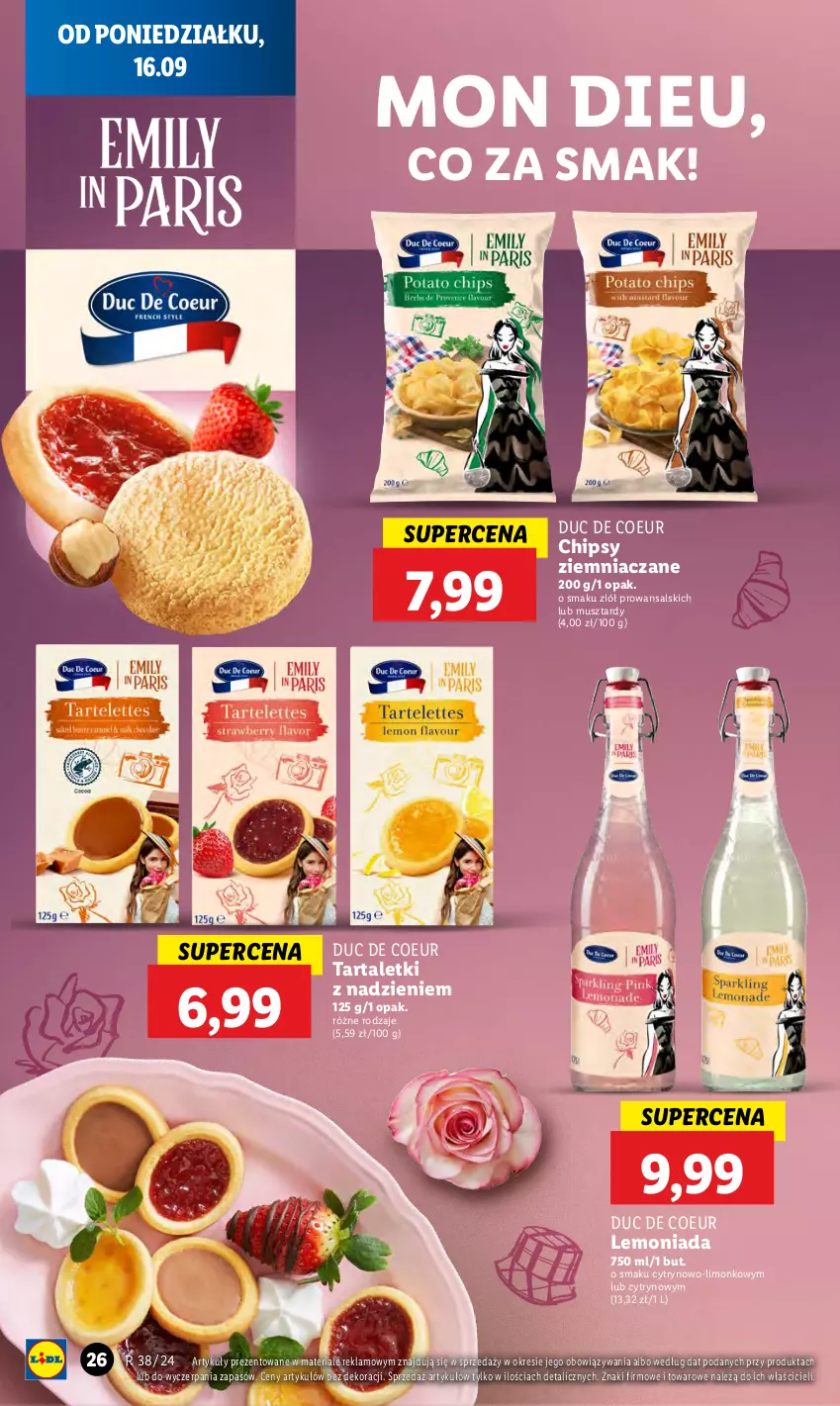 Gazetka promocyjna Lidl - GAZETKA - ważna 16.09 do 18.09.2024 - strona 30 - produkty: Chipsy, Lemoniada, Mus, Tarta