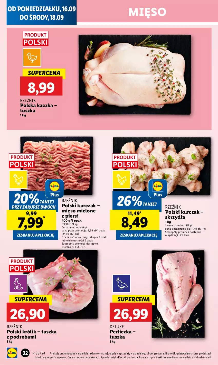 Gazetka promocyjna Lidl - GAZETKA - ważna 16.09 do 18.09.2024 - strona 36 - produkty: Kaczka, Królik, Kurczak, Mięso, Mięso mielone, Perliczka, Tusz