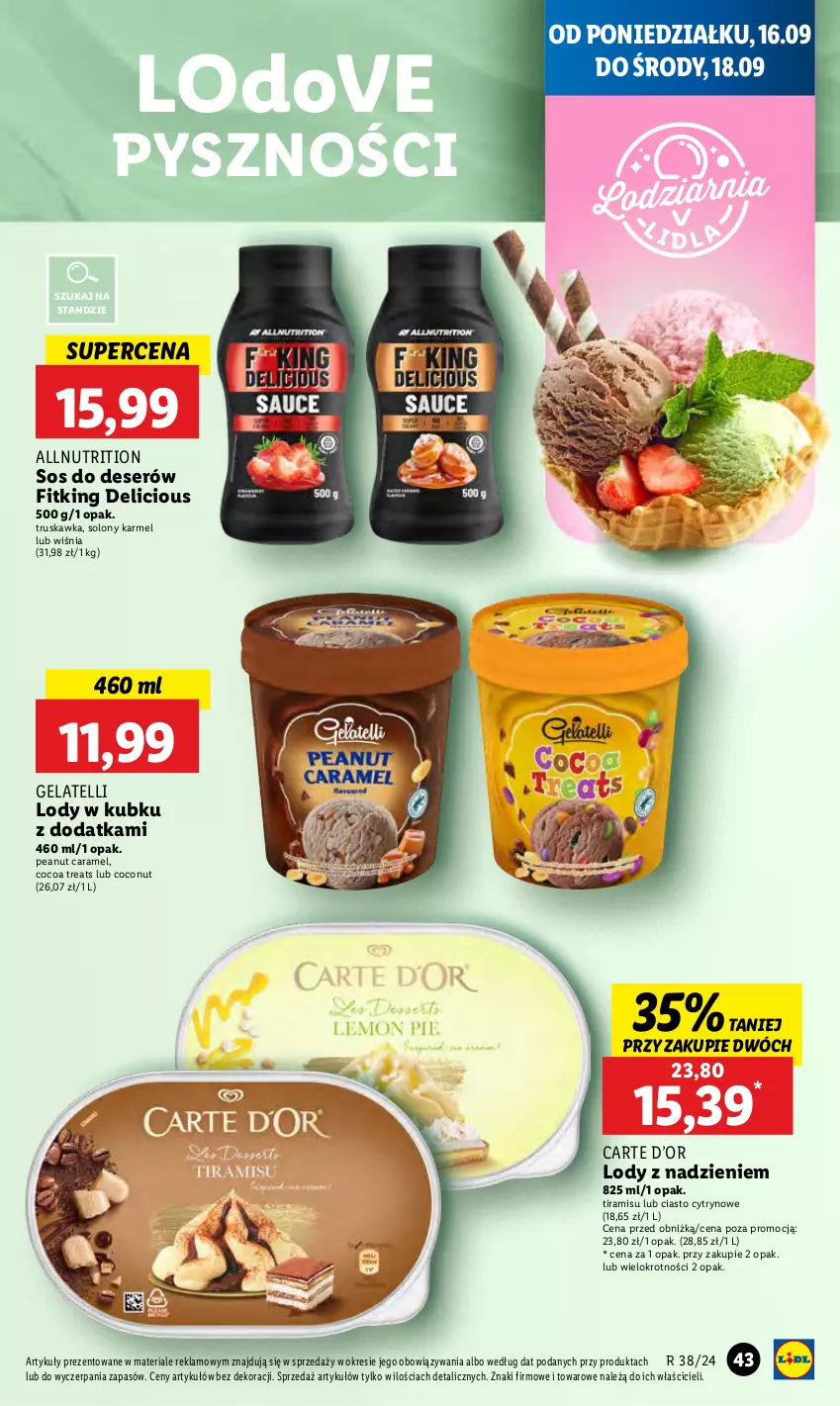 Gazetka promocyjna Lidl - GAZETKA - ważna 16.09 do 18.09.2024 - strona 49 - produkty: Deser, Dove, Lody, Ser, Sos