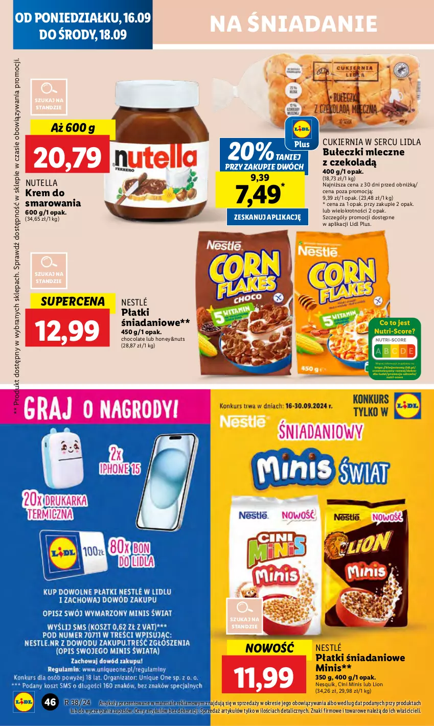 Gazetka promocyjna Lidl - GAZETKA - ważna 16.09 do 18.09.2024 - strona 52 - produkty: Bułeczki, Bułeczki mleczne, Cini Minis, Cukier, Danio, Lion, Nesquik, Nestlé, Nutella, Ser