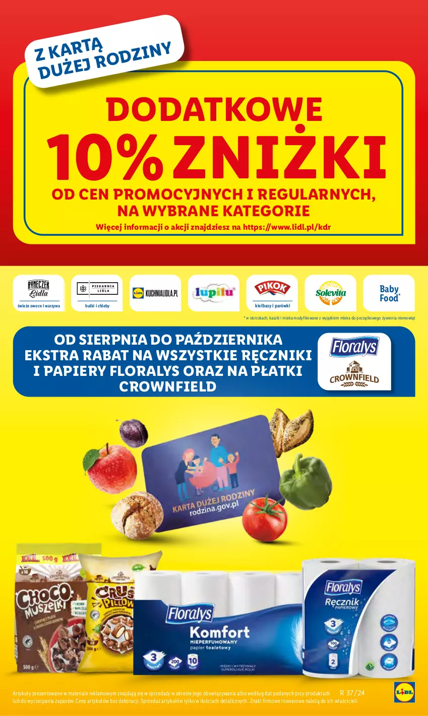 Gazetka promocyjna Lidl - GAZETKA - ważna 16.09 do 18.09.2024 - strona 62 - produkty: Chleb, Flora, Owoce, Papier, Parówki, Ręcznik, Warzywa