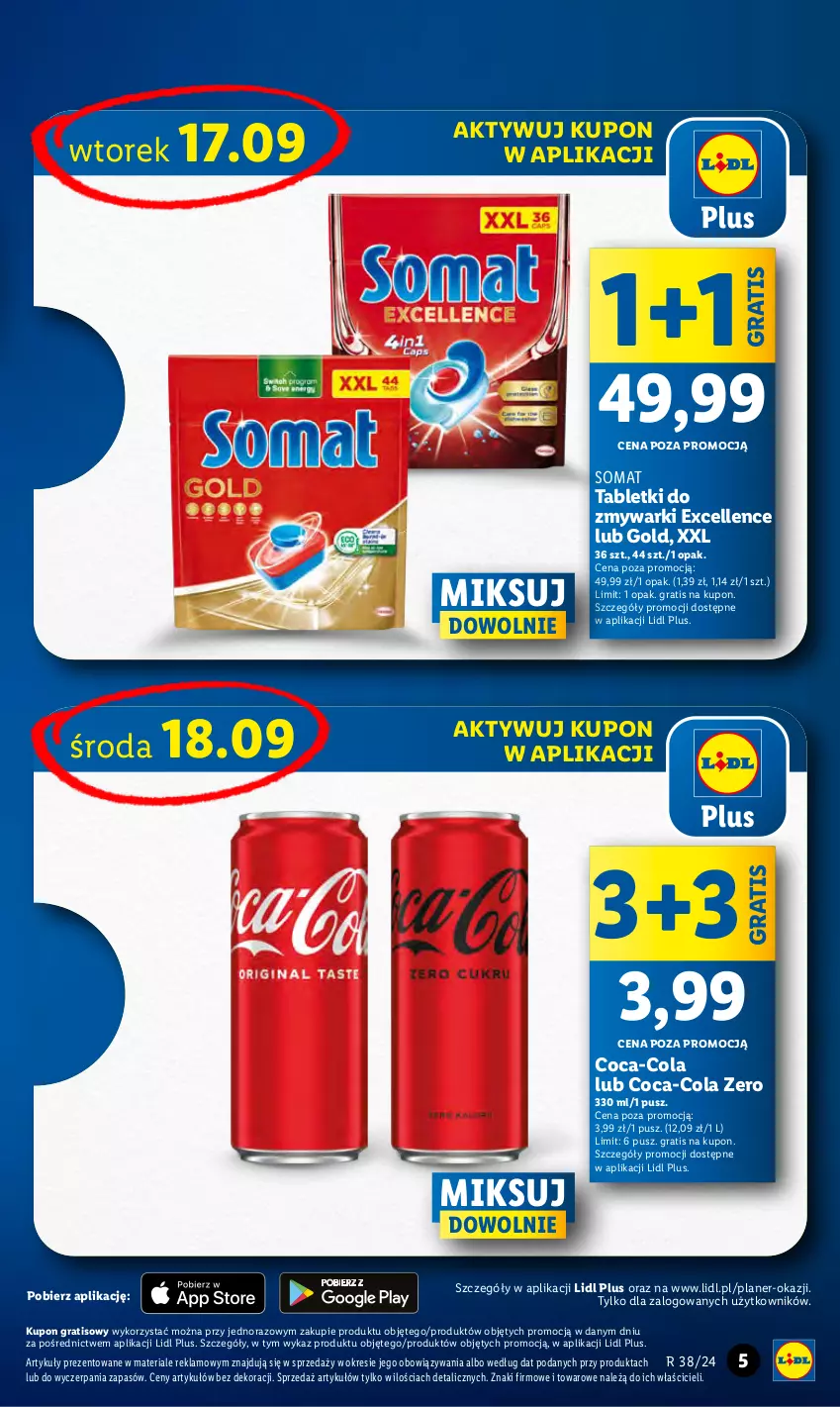 Gazetka promocyjna Lidl - GAZETKA - ważna 16.09 do 18.09.2024 - strona 7 - produkty: Coca-Cola, Gra, Somat, Tablet, Tabletki do zmywarki, Zmywarki