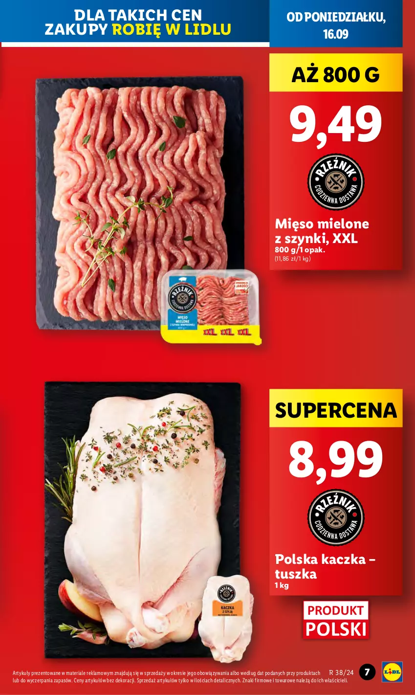 Gazetka promocyjna Lidl - GAZETKA - ważna 16.09 do 18.09.2024 - strona 9 - produkty: Kaczka, Mięso, Mięso mielone, Mięso mielone z szynki, Tusz