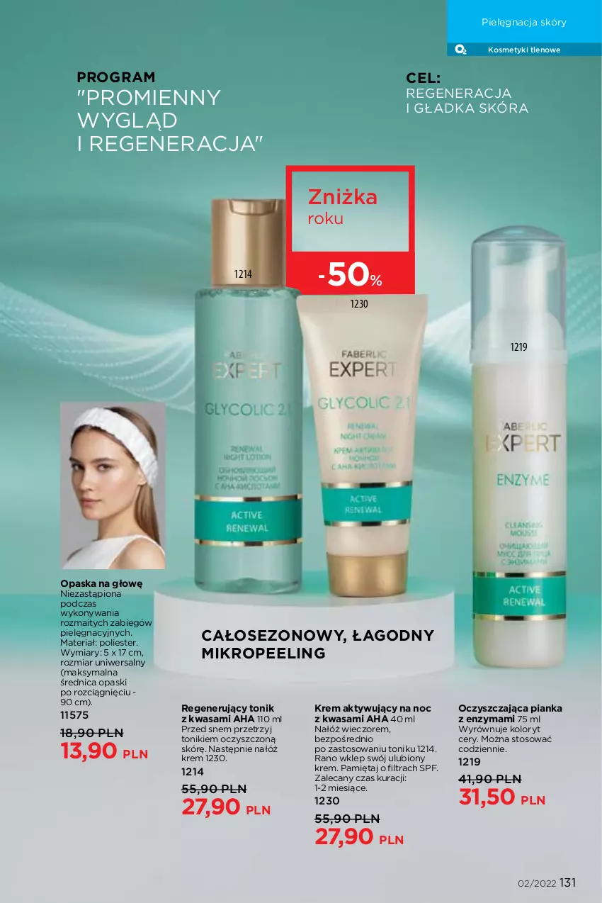 Gazetka promocyjna Faberlic - ważna 17.01 do 06.02.2022 - strona 131 - produkty: Gra, Mięta, Opaska, Peeling, Pielęgnacja skóry, Tonik, Wasa
