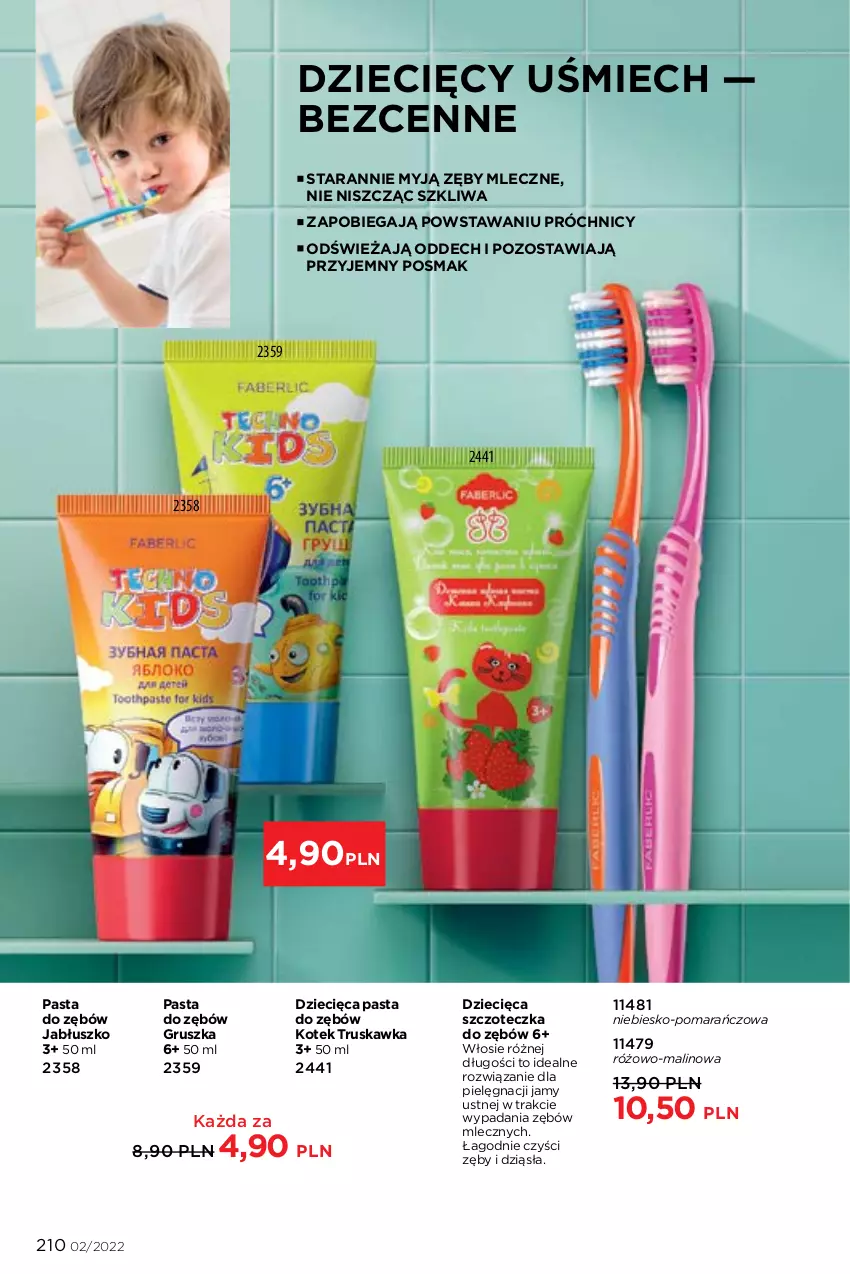 Gazetka promocyjna Faberlic - ważna 17.01 do 06.02.2022 - strona 210 - produkty: Dzieci, Kotek, Pasta do zębów, Szczoteczka, Szczoteczka do zębów