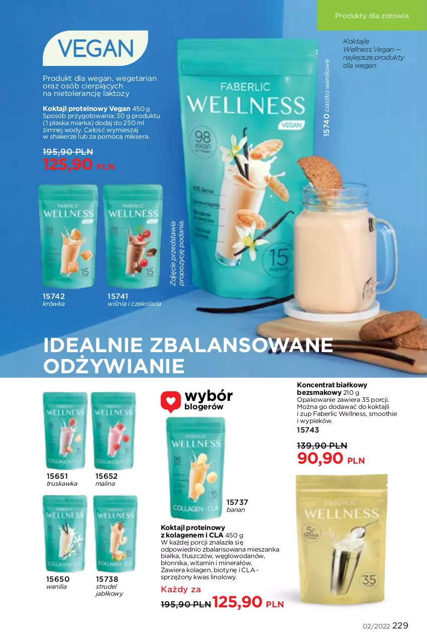 Gazetka promocyjna Faberlic - ważna 17.01 do 06.02.2022 - strona 229 - produkty: Czekolada, Fa, Koktajl proteinowy, Kolagen, Miarka, Mikser, Por, Ser, Smoothie, Woda