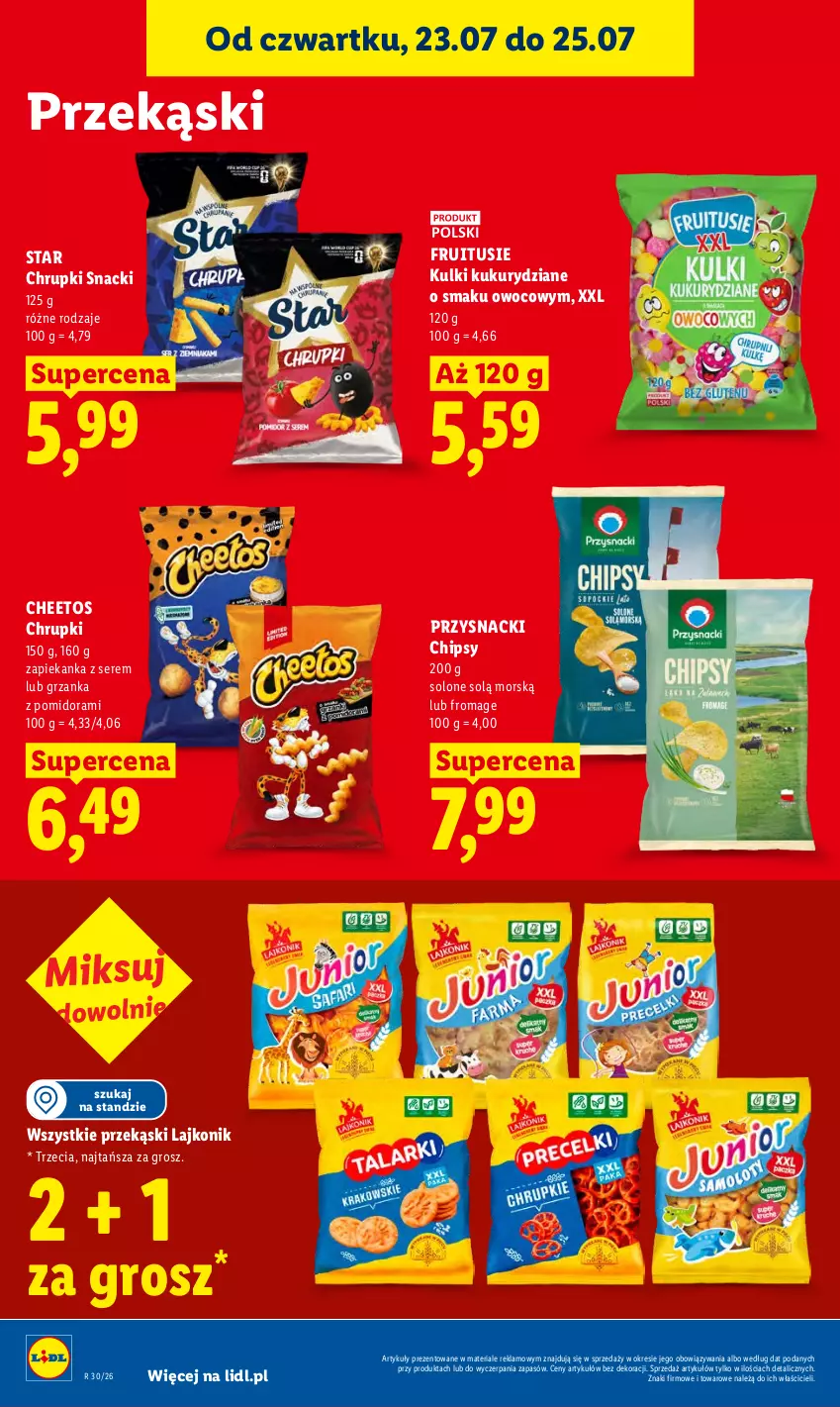 Gazetka promocyjna Lidl - Gazetka ważna od 23.07. do 25.07. - ważna 23.07 do 25.07.2026 - strona 88 - produkty: Cheetos, Chipsy, Chrupki, Lajkonik, Przysnacki, Ser, Zapiekanka