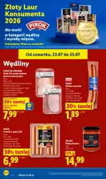 Gazetka promocyjna Lidl - Gazetka ważna od 23.07. do 25.07. - Gazetka - ważna od 25.07 do 25.07.2026 - strona 66 - produkty: Parówki, Parówki z szynki, Laur, Szynka, PIKOK, Kiełbasa, Fa
