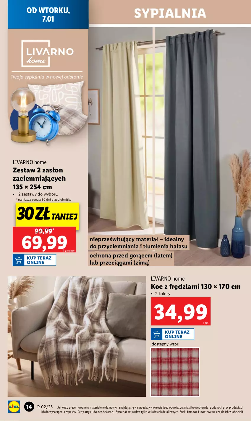 Gazetka promocyjna Lidl - GAZETKA - ważna 07.01 do 11.01.2025 - strona 14 - produkty: Ivar, Koc, Sypialnia