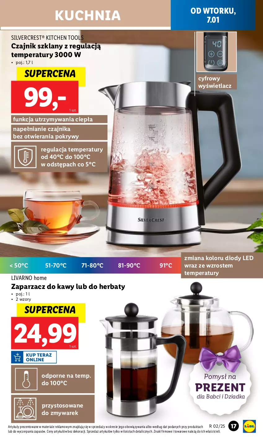 Gazetka promocyjna Lidl - GAZETKA - ważna 07.01 do 11.01.2025 - strona 17 - produkty: Czajnik, Ivar, Kuchnia, Por, Silvercrest, Zaparzacz, Zaparzacz do kawy