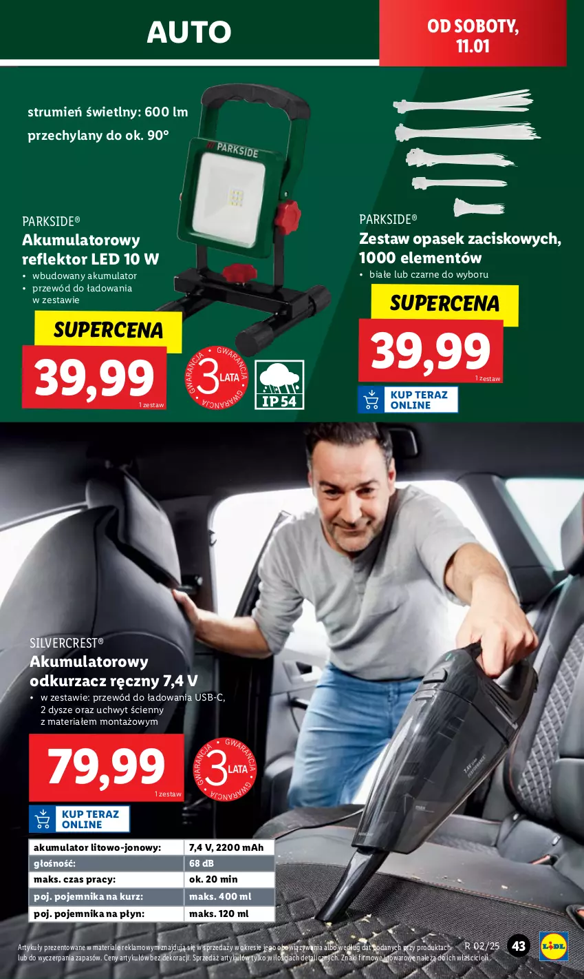 Gazetka promocyjna Lidl - GAZETKA - ważna 07.01 do 11.01.2025 - strona 47 - produkty: Akumulator, Odkurzacz, Parkside, Pasek, Pojemnik, Przewód, Reflektor, Reflektor LED, Rum, Silvercrest