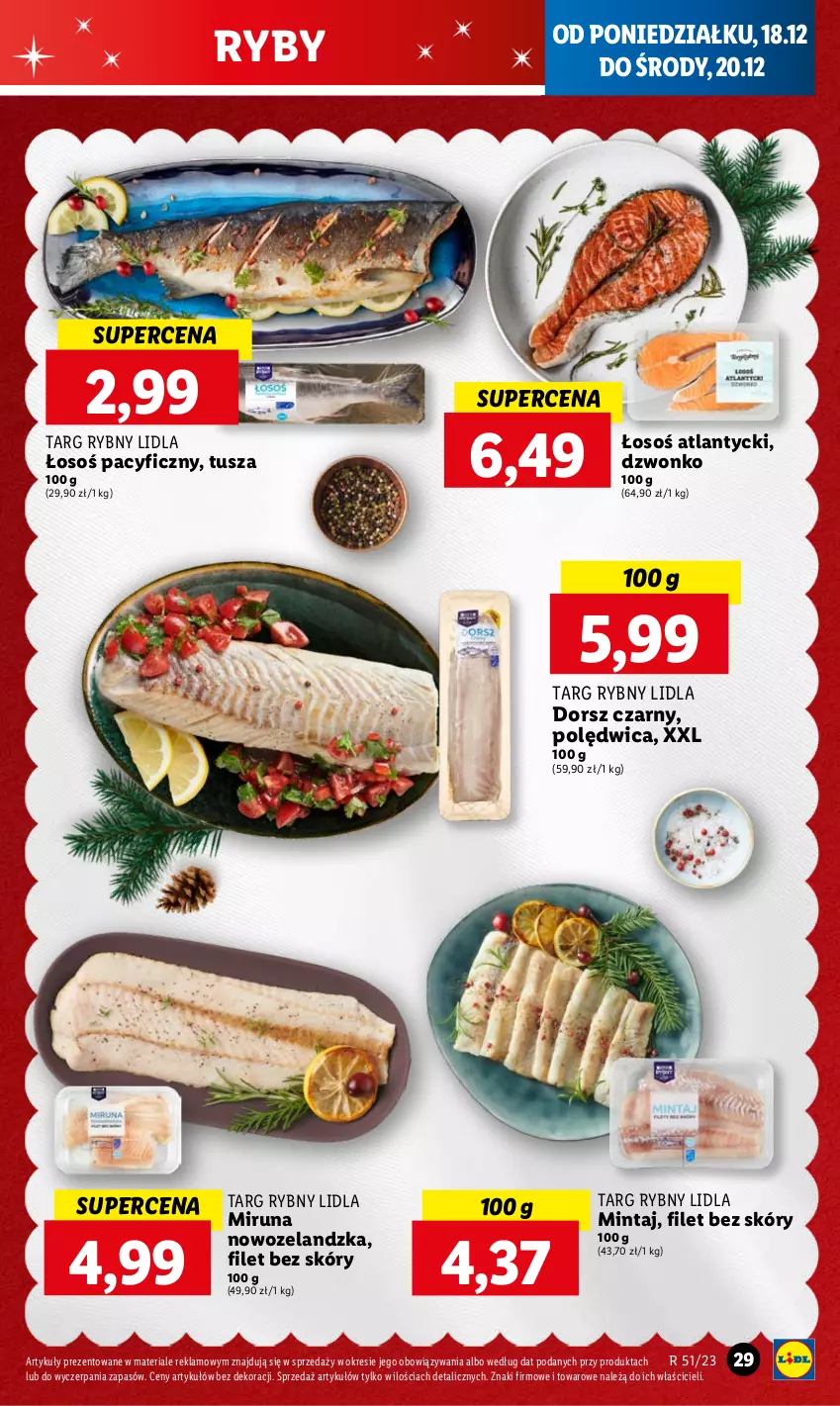 Gazetka promocyjna Lidl - GAZETKA - ważna 18.12 do 20.12.2023 - strona 31 - produkty: Dorsz, Mintaj, Miruna, Polędwica, Tusz