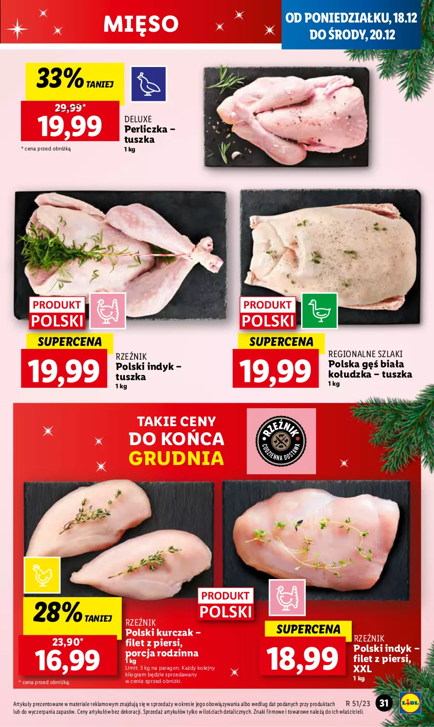 Gazetka promocyjna Lidl - GAZETKA - ważna 18.12 do 20.12.2023 - strona 35 - produkty: Gra, Kurczak, Mięso, Olej, Perliczka, Por, Tusz