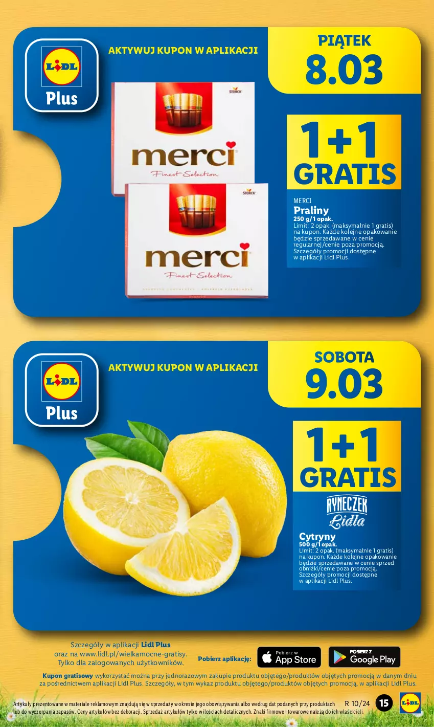 Gazetka promocyjna Lidl - GAZETKA - ważna 07.03 do 09.03.2024 - strona 15 - produkty: Cytryny, Gra, Merci, Olej, Praliny, Prześcieradło