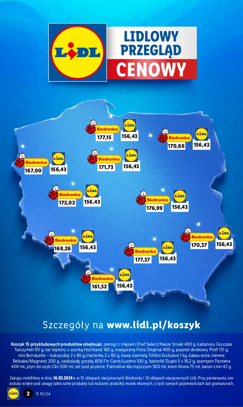 Gazetka promocyjna Lidl - GAZETKA - ważna 07.03 do 09.03.2024 - strona 2 - produkty: Baton, Bonduelle, Clin, Dron, Flora, Gin, Gra, Gry, Hochland, Kabanos, Kakao, Kosz, Lion, Nivea, Palmolive, Pantene, Pasztet, Pierogi, Płyn do szyb, Por, Rama, Ser, Ser topiony, Szampon, Tarczyński, Tchibo, Tonik, Top