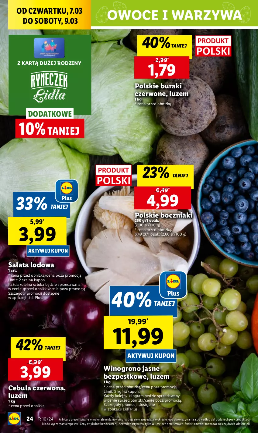 Gazetka promocyjna Lidl - GAZETKA - ważna 07.03 do 09.03.2024 - strona 26 - produkty: Boczniak, Buraki, Cebula, Cebula czerwona, Chleb, Gra, Olej, Owoce, Sałat, Sałata lodowa, Ser, Warzywa, Wino