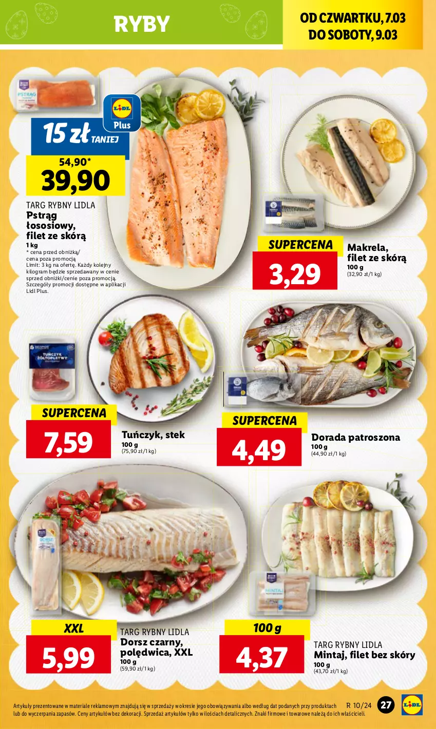 Gazetka promocyjna Lidl - GAZETKA - ważna 07.03 do 09.03.2024 - strona 29 - produkty: Dorsz, Gra, Mintaj, Olej, Polędwica, Pstrąg, Pstrąg łososiowy, Sos, Stek, Tuńczyk