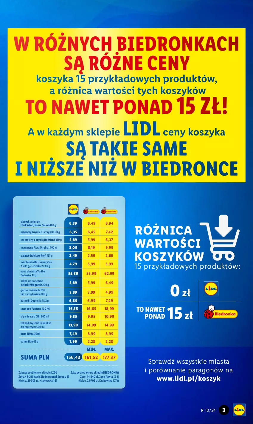 Gazetka promocyjna Lidl - GAZETKA - ważna 07.03 do 09.03.2024 - strona 3 - produkty: Baton, Bonduelle, Cieciorka, Clin, Czekolada, Dron, Flora, Gin, Gry, Hochland, Kabanos, Kakao, Kawa, Kawa ziarnista, Kosz, Kukurydza, Lion, Margaryna, Nivea, Orka, Palmolive, Pantene, Pasztet, Pierogi, Płyn do szyb, Por, Ser, Ser topiony, Szampon, Tarczyński, Tchibo, Tonik, Top