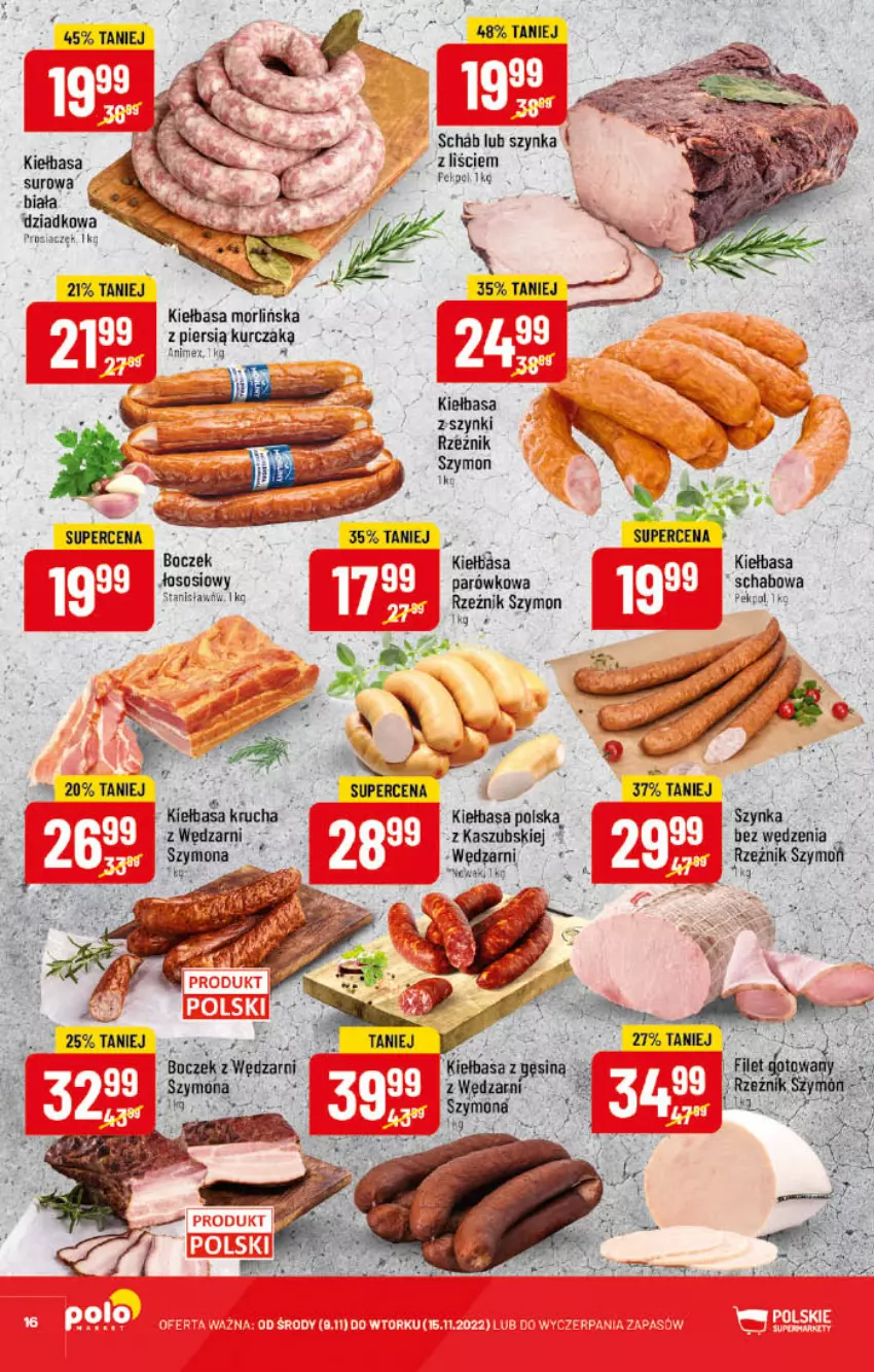 Gazetka promocyjna PoloMarket - Gazetka pomocyjna - ważna 09.11 do 15.11.2022 - strona 16 - produkty: Boczek, Kiełbasa, Kiełbasa krucha, Kurczak, Pekpol, Sos, Szynka