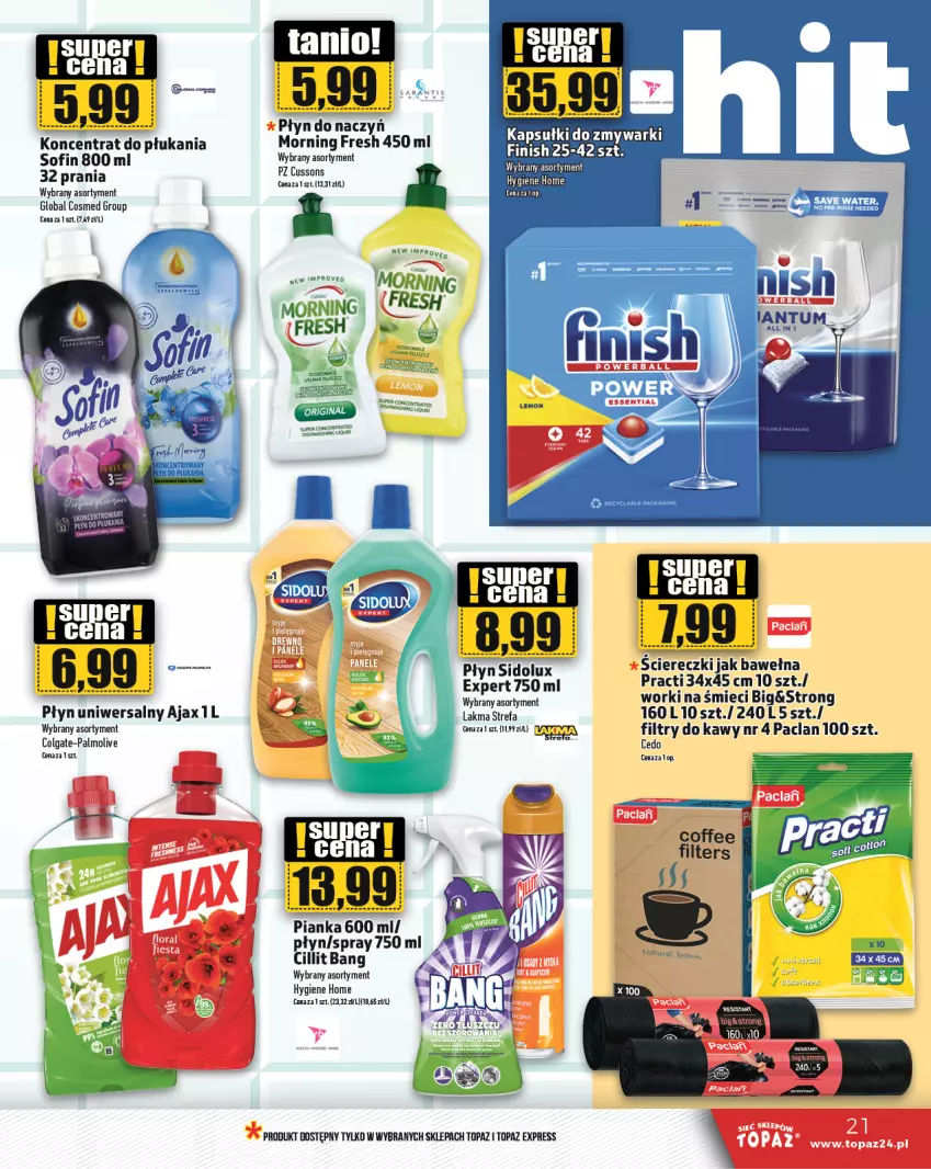 Gazetka promocyjna Topaz - Gazetka - ważna 13.06 do 19.06.2024 - strona 21 - produkty: Ajax, Cillit Bang, Colgate, LG, Palmolive, Top, Wełna, Worki na śmiec, Worki na śmieci