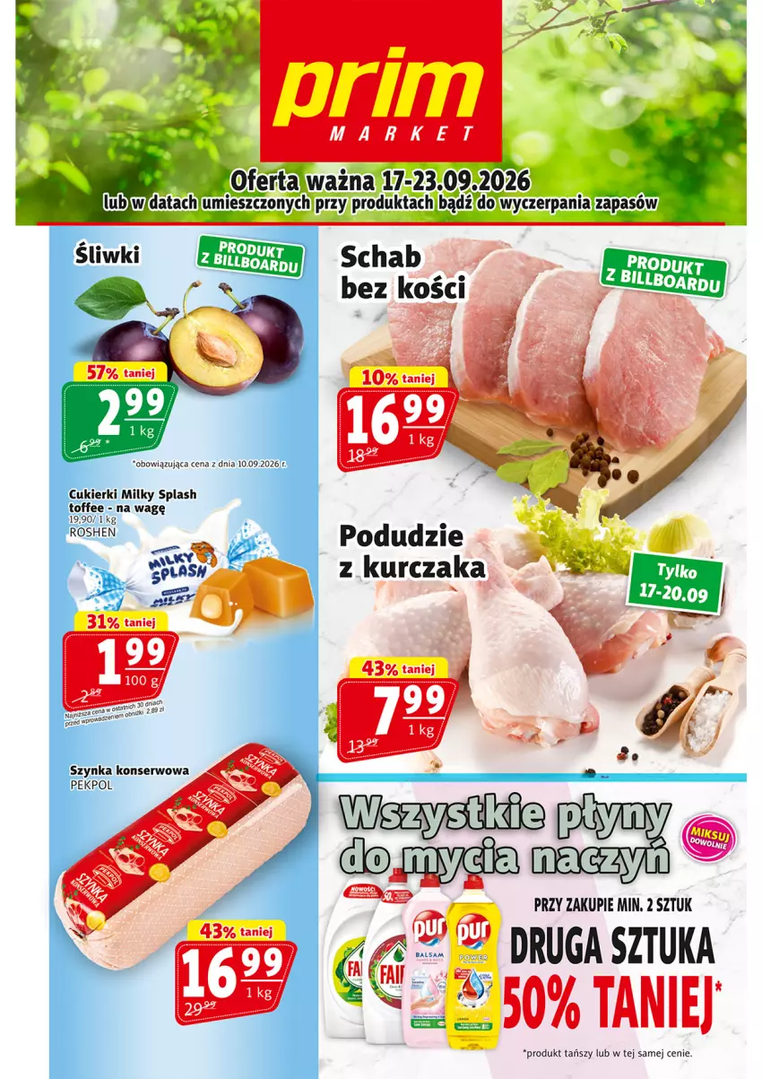 Gazetka promocyjna Prim Market - ważna 17.09 do 23.09.2026 - strona 1 - produkty: Cukier, Cukierki, Kurczak, Pekpol, Schab bez kości, Ser, Szynka, Szynka konserwowa