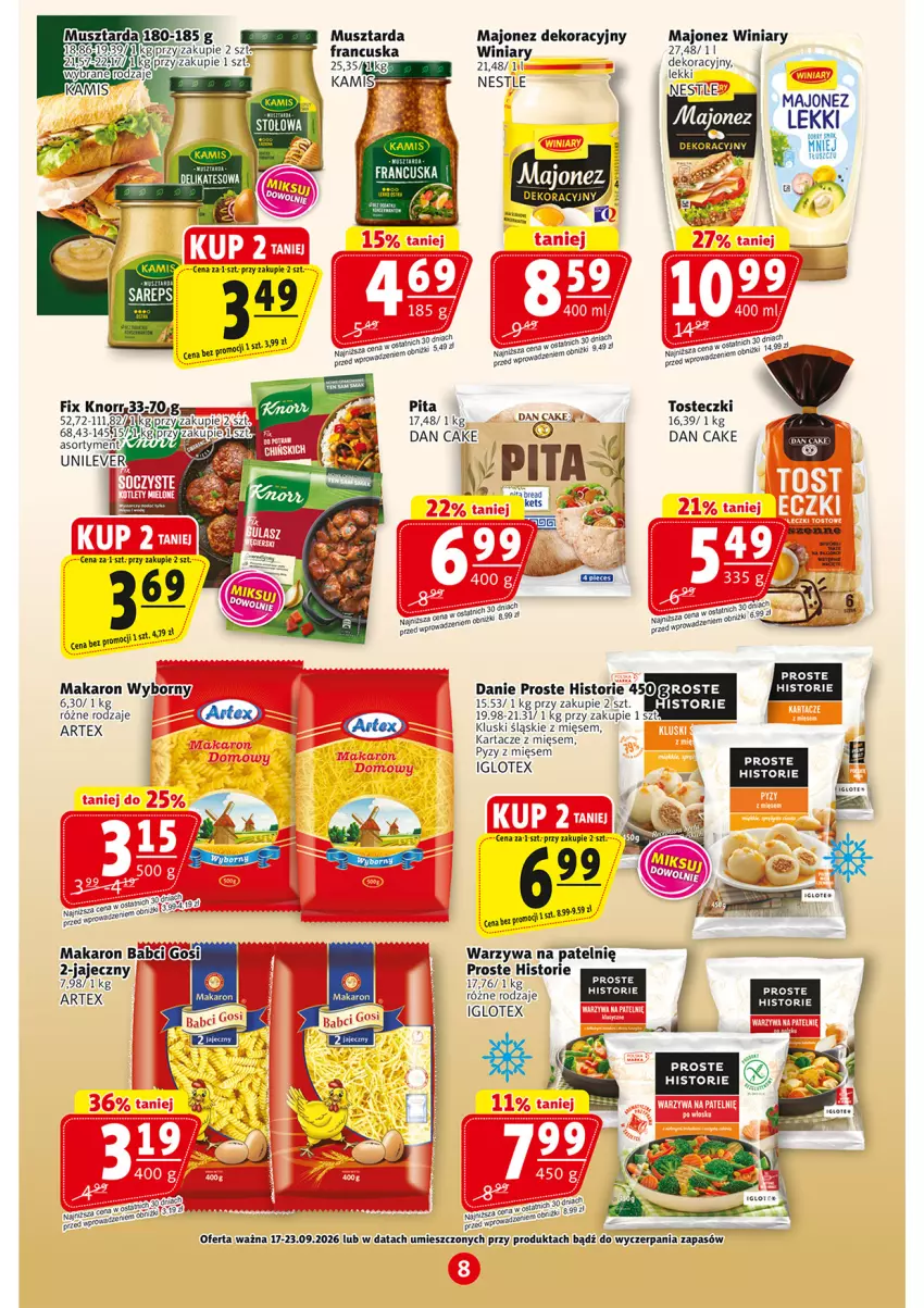 Gazetka promocyjna Prim Market - ważna 17.09 do 23.09.2026 - strona 8 - produkty: Dan Cake, Fa, Knorr, Majonez, Makaron, Mus, Musztarda, Warzywa, Winiary