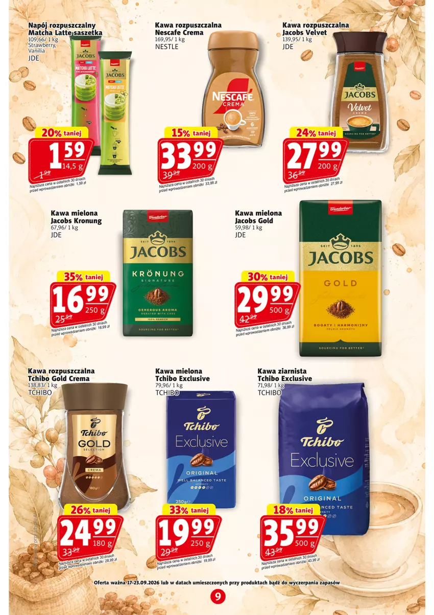 Gazetka promocyjna Prim Market - ważna 17.09 do 23.09.2026 - strona 9 - produkty: Gin, Jacobs, Jacobs Velvet, Kawa, Kawa mielona, Kawa rozpuszczalna, Kawa ziarnista, Napój, Tchibo, Velvet