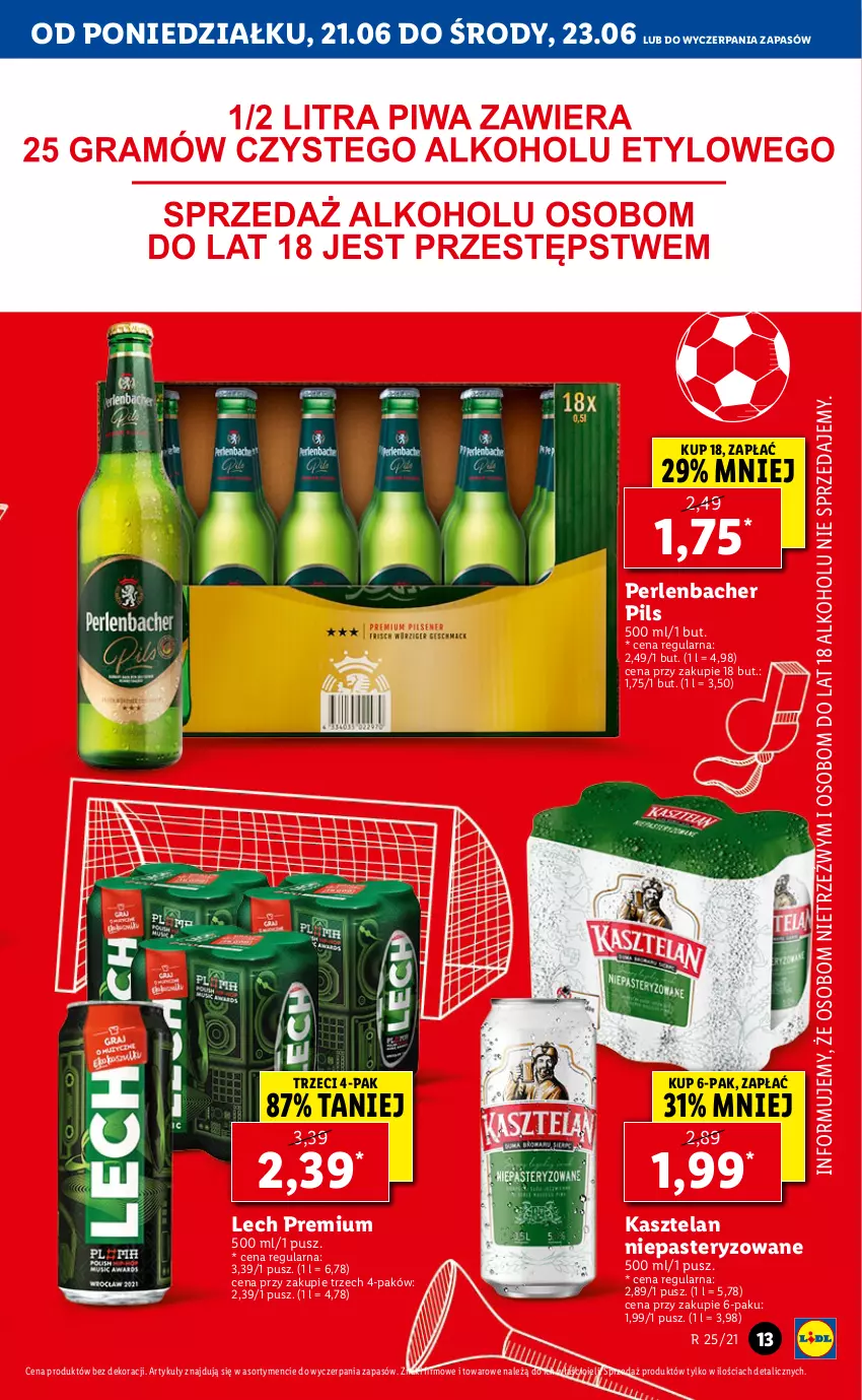 Gazetka promocyjna Lidl - GAZETKA - ważna 21.06 do 23.06.2021 - strona 13 - produkty: Kasztelan, Lech Premium, NBA