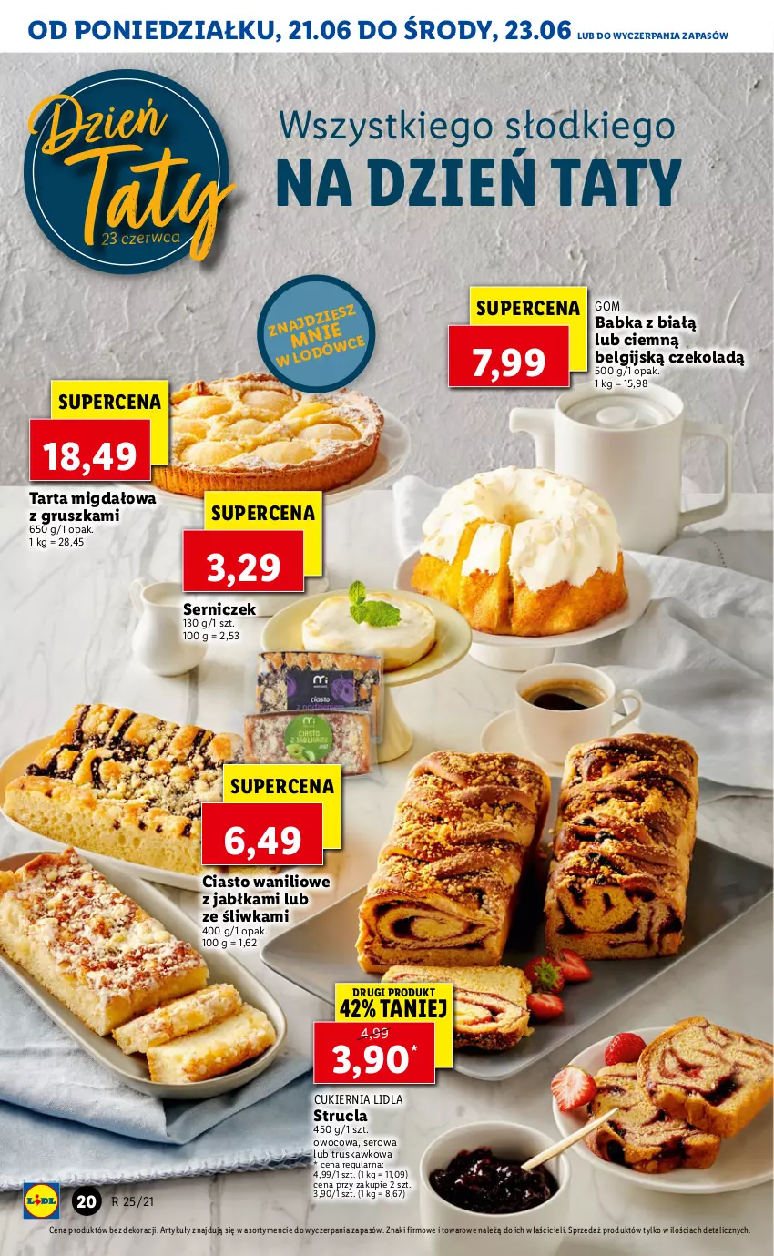 Gazetka promocyjna Lidl - GAZETKA - ważna 21.06 do 23.06.2021 - strona 20 - produkty: Babka, Cukier, Jabłka, LG, Ser, Strucla, Tarta