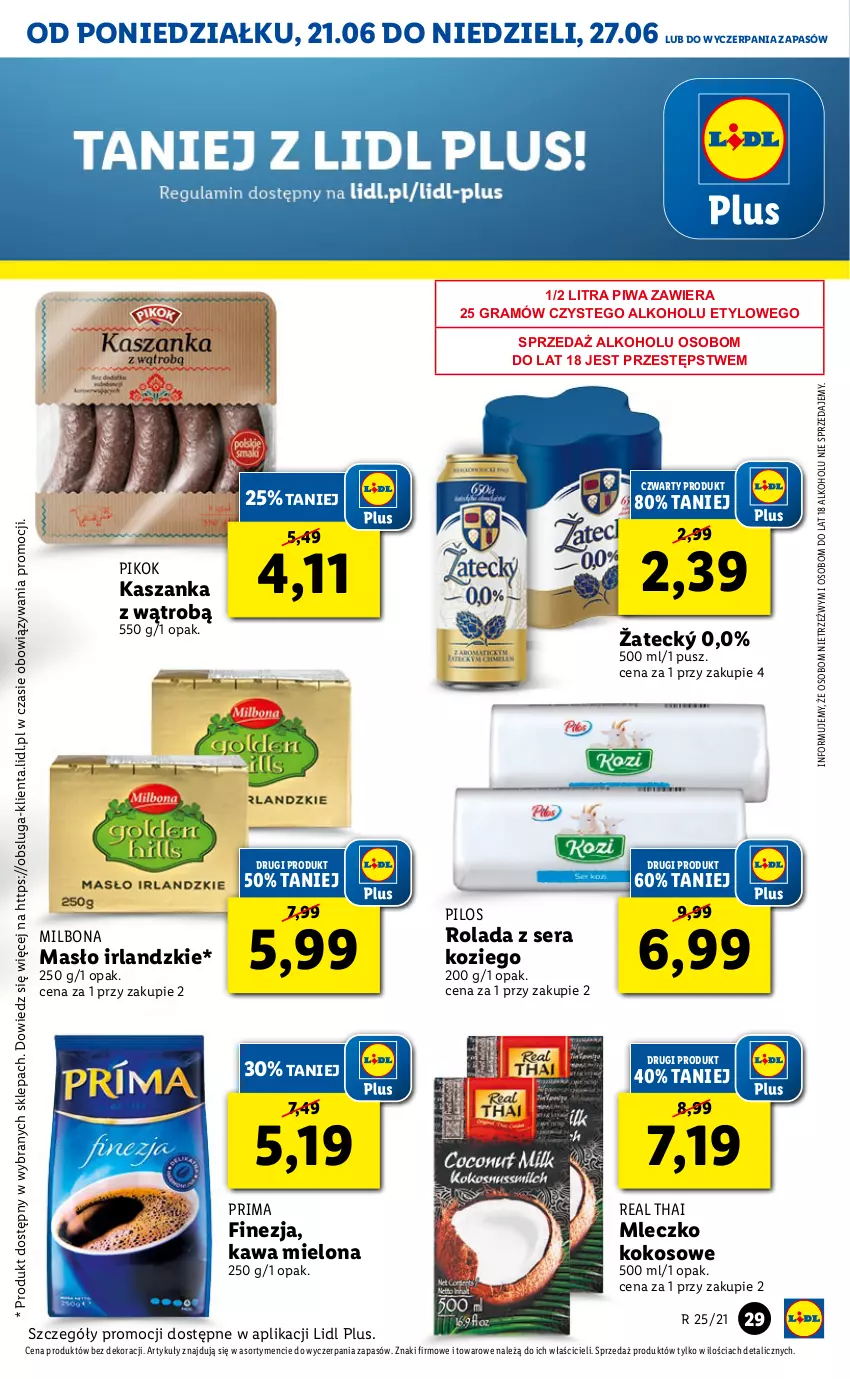 Gazetka promocyjna Lidl - GAZETKA - ważna 21.06 do 23.06.2021 - strona 29 - produkty: Gra, Kasza, Kaszanka, Kawa, Kawa mielona, Kokos, Masło, Mleczko, PIKOK, Pilos, Piwa, Prima, Rama, Rolada, Ser