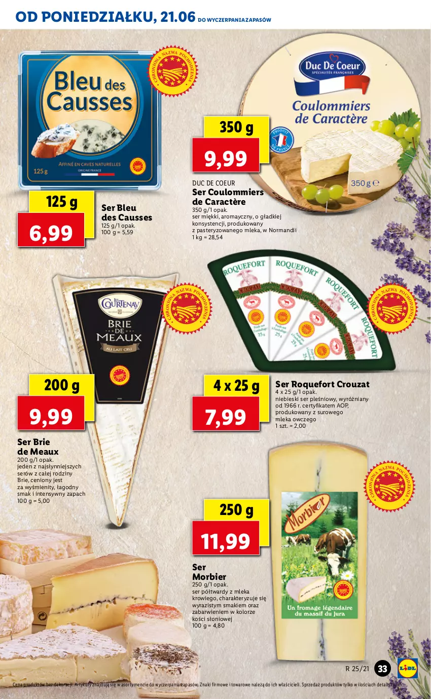 Gazetka promocyjna Lidl - GAZETKA - ważna 21.06 do 23.06.2021 - strona 33 - produkty: Brie, Roquefort, Ser, Ser pleśniowy