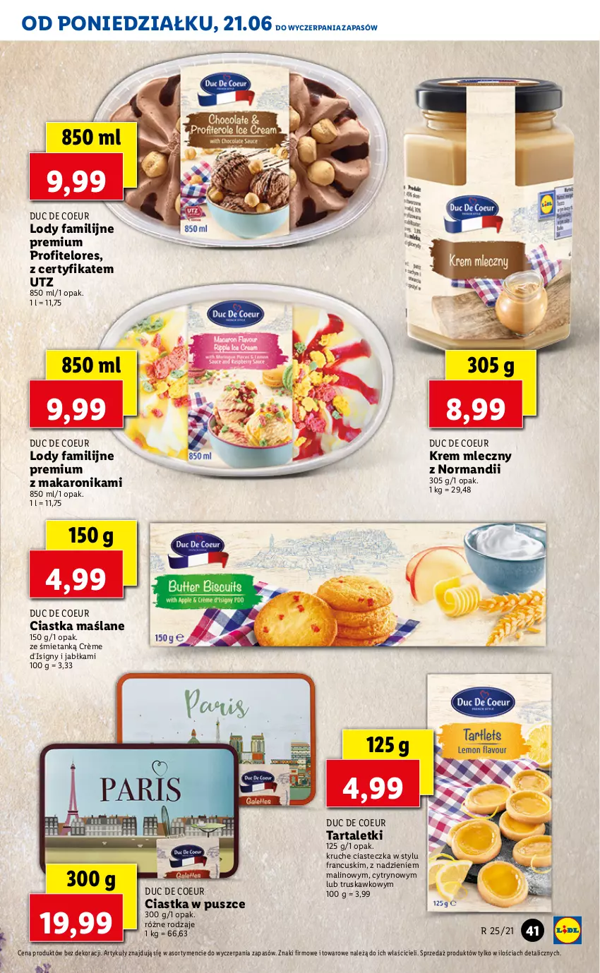 Gazetka promocyjna Lidl - GAZETKA - ważna 21.06 do 23.06.2021 - strona 41 - produkty: Ciastka, Fa, Jabłka, Lody, Makaron, Tarta