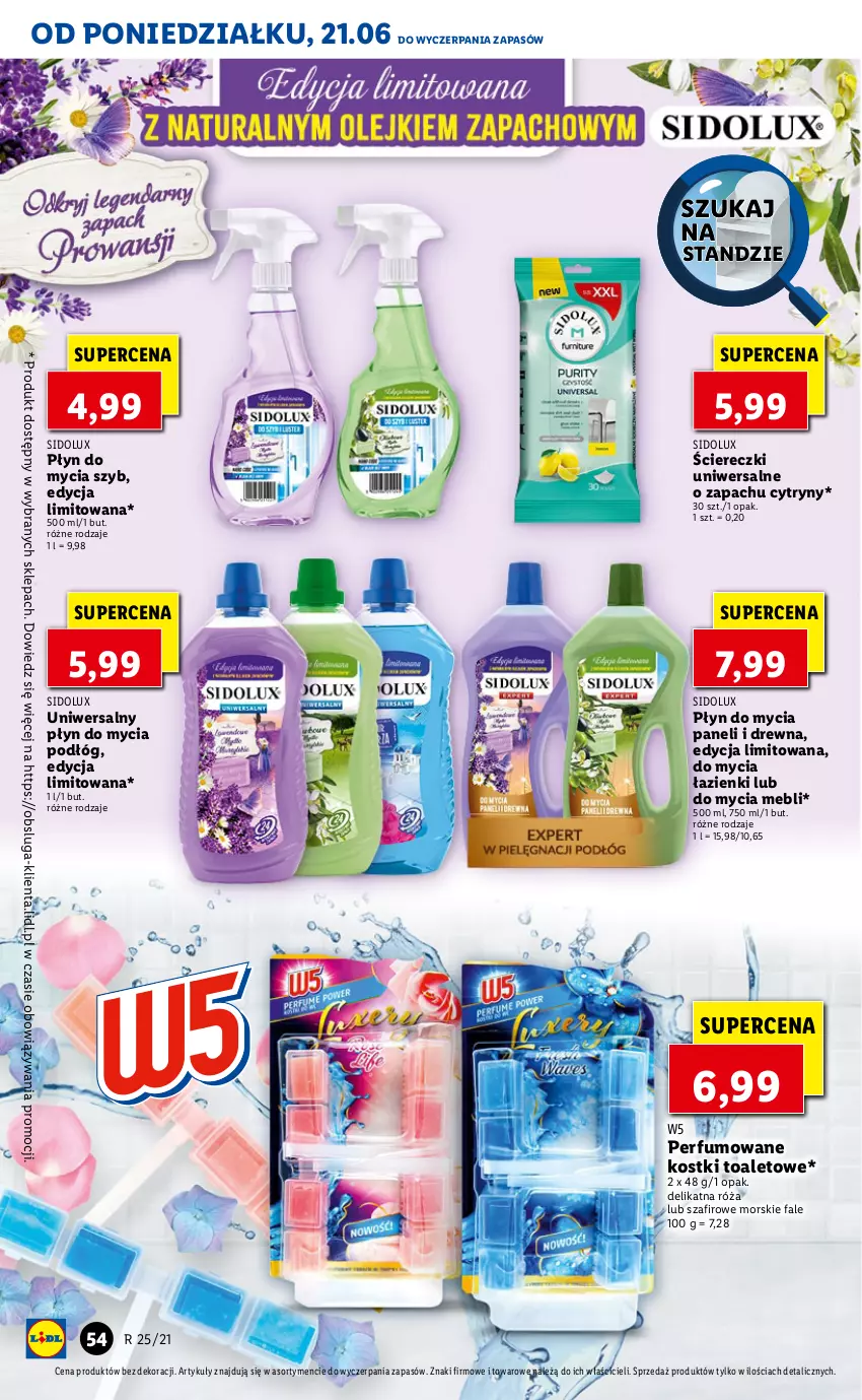 Gazetka promocyjna Lidl - GAZETKA - ważna 21.06 do 23.06.2021 - strona 54 - produkty: Cytryny, Fa, Perfum, Płyn do mycia, Płyn do mycia paneli, Płyn do mycia podłóg, Róża, Sidolux