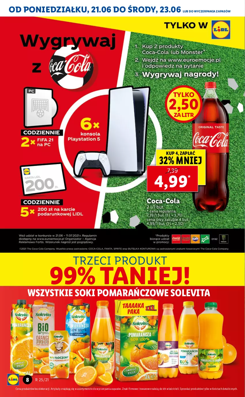 Gazetka promocyjna Lidl - GAZETKA - ważna 21.06 do 23.06.2021 - strona 8 - produkty: Coca-Cola, Sok