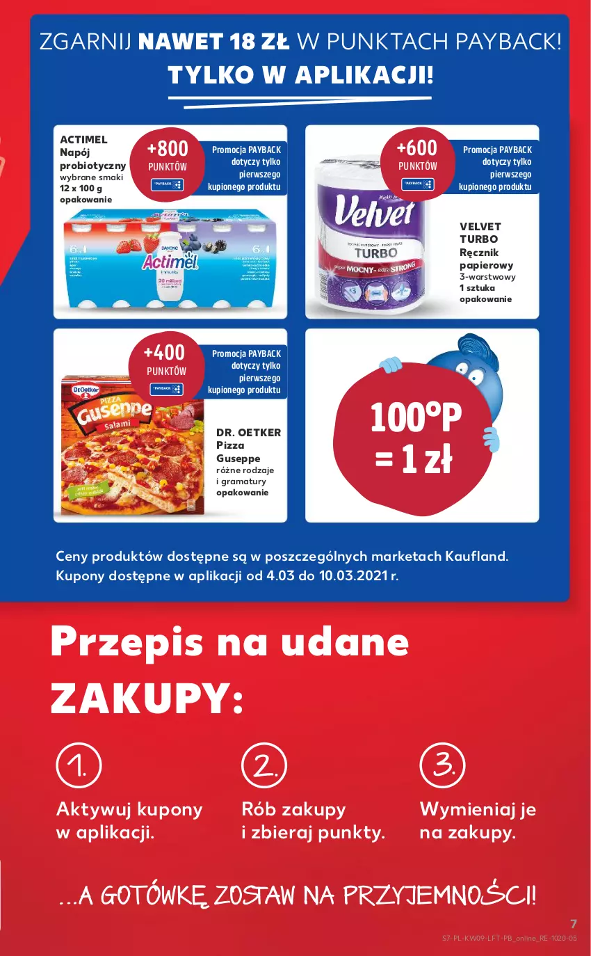 Gazetka promocyjna Kaufland - Oferta tygodnia - ważna 03.03 do 09.03.2021 - strona 7 - produkty: Actimel, Dr. Oetker, Gra, Napój, Papier, Pizza, Rama, Ręcznik, Velvet