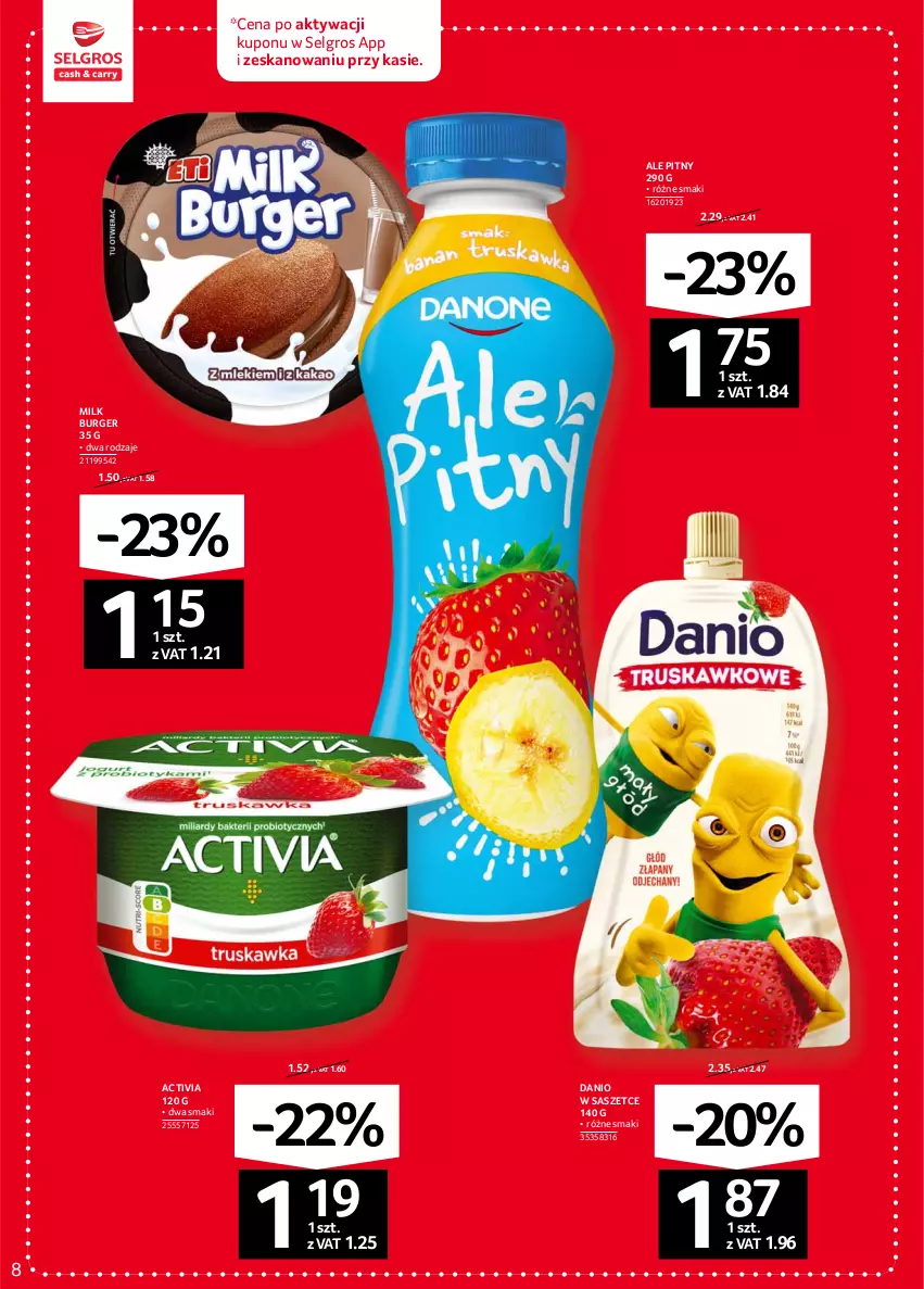 Gazetka promocyjna Selgros - Oferta spożywcza - ważna 10.06 do 23.06.2021 - strona 8 - produkty: Activia, Burger, Danio, LG