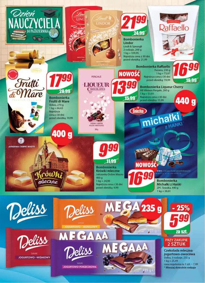 Gazetka promocyjna Dino - Gazetka 40 - ważna 03.10 do 10.10.2023 - strona 4 - produkty: Czekolada, Czekolada mleczna, Deliss, Fa, Ferrero, Jogurt, Jutrzenka, Krówki mleczne, Lindor, Lindt, Michałki, Raffaello, Ser