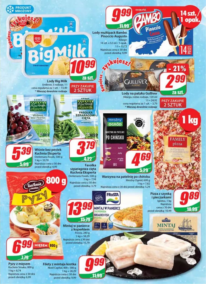 Gazetka promocyjna Dino - Gazetka 40 - ważna 03.10 do 10.10.2023 - strona 9 - produkty: Big Milk, Fa, Frosta, Kuchnia, Lody, Mintaj, Ogród, Piec, Pieczarka, Pizza, Stek, Warzywa