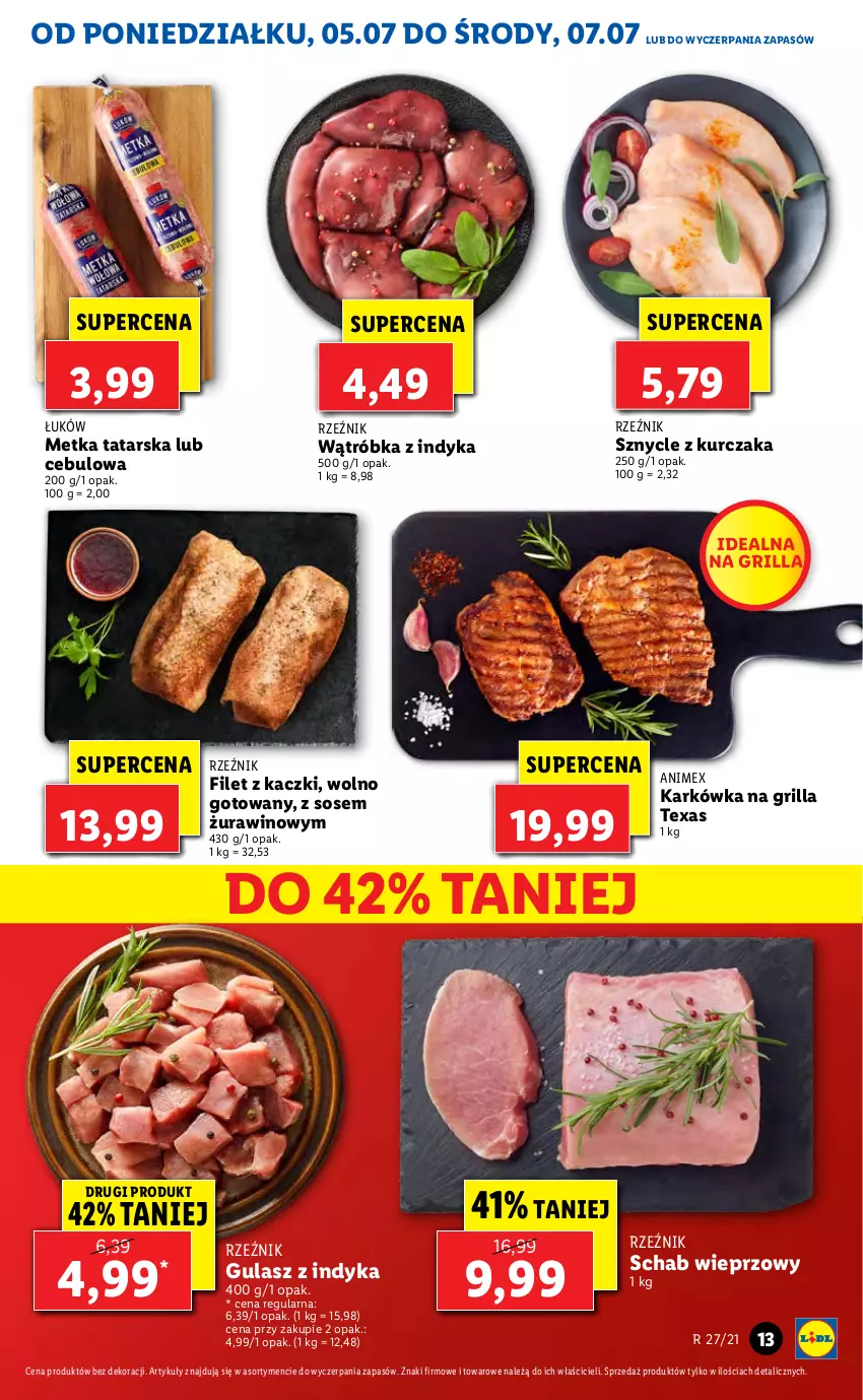 Gazetka promocyjna Lidl - GAZETKA - ważna 05.07 do 07.07.2021 - strona 13 - produkty: Grill, Kurczak, Metka tatarska, Schab wieprzowy, Sos, Wino