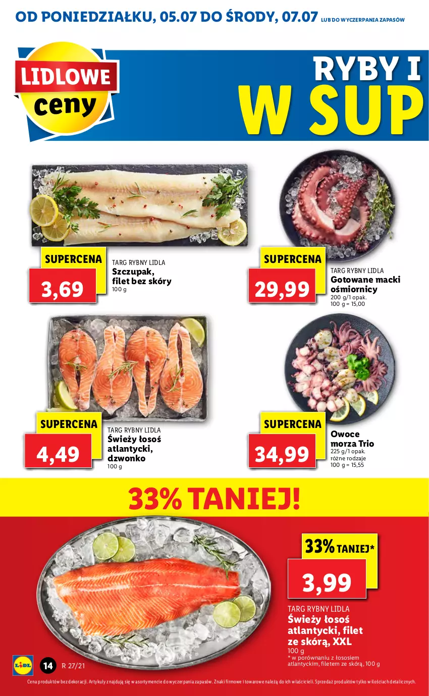 Gazetka promocyjna Lidl - GAZETKA - ważna 05.07 do 07.07.2021 - strona 14 - produkty: Owoce, Owoce morza, Por, Sos, Zupa