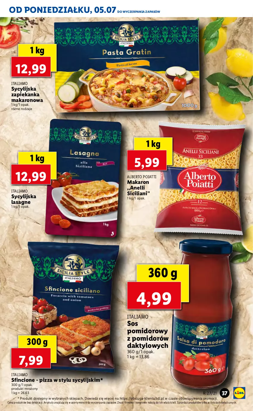 Gazetka promocyjna Lidl - GAZETKA - ważna 05.07 do 07.07.2021 - strona 37 - produkty: Lasagne, Makaron, Pizza, Sos, Sos pomidorowy, Zapiekanka