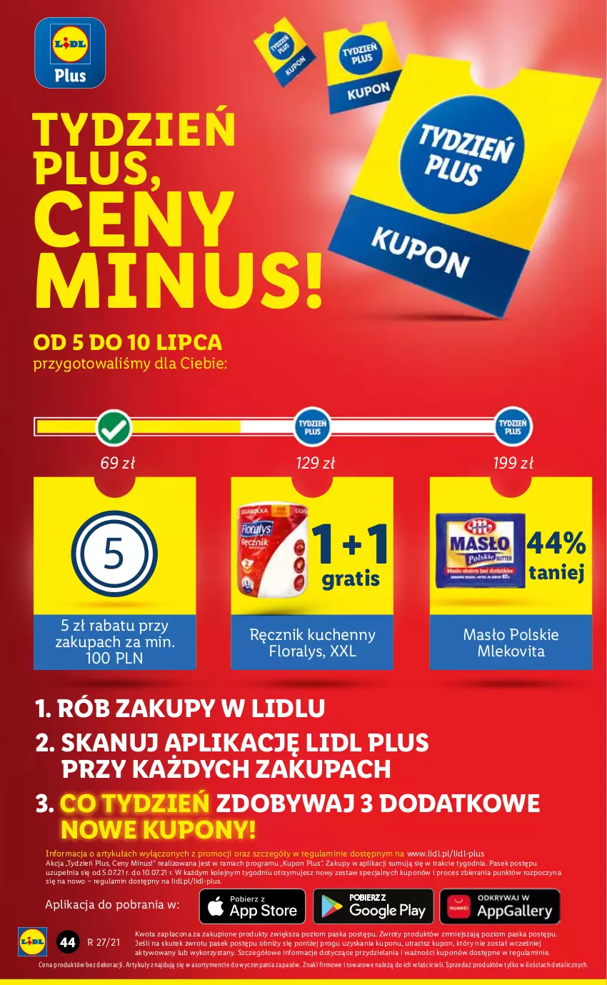 Gazetka promocyjna Lidl - GAZETKA - ważna 05.07 do 07.07.2021 - strona 44 - produkty: Flora, Gra, Masło, Mleko, Mlekovita, Olej, Pasek, Rama, Ręcznik, Ręcznik kuchenny