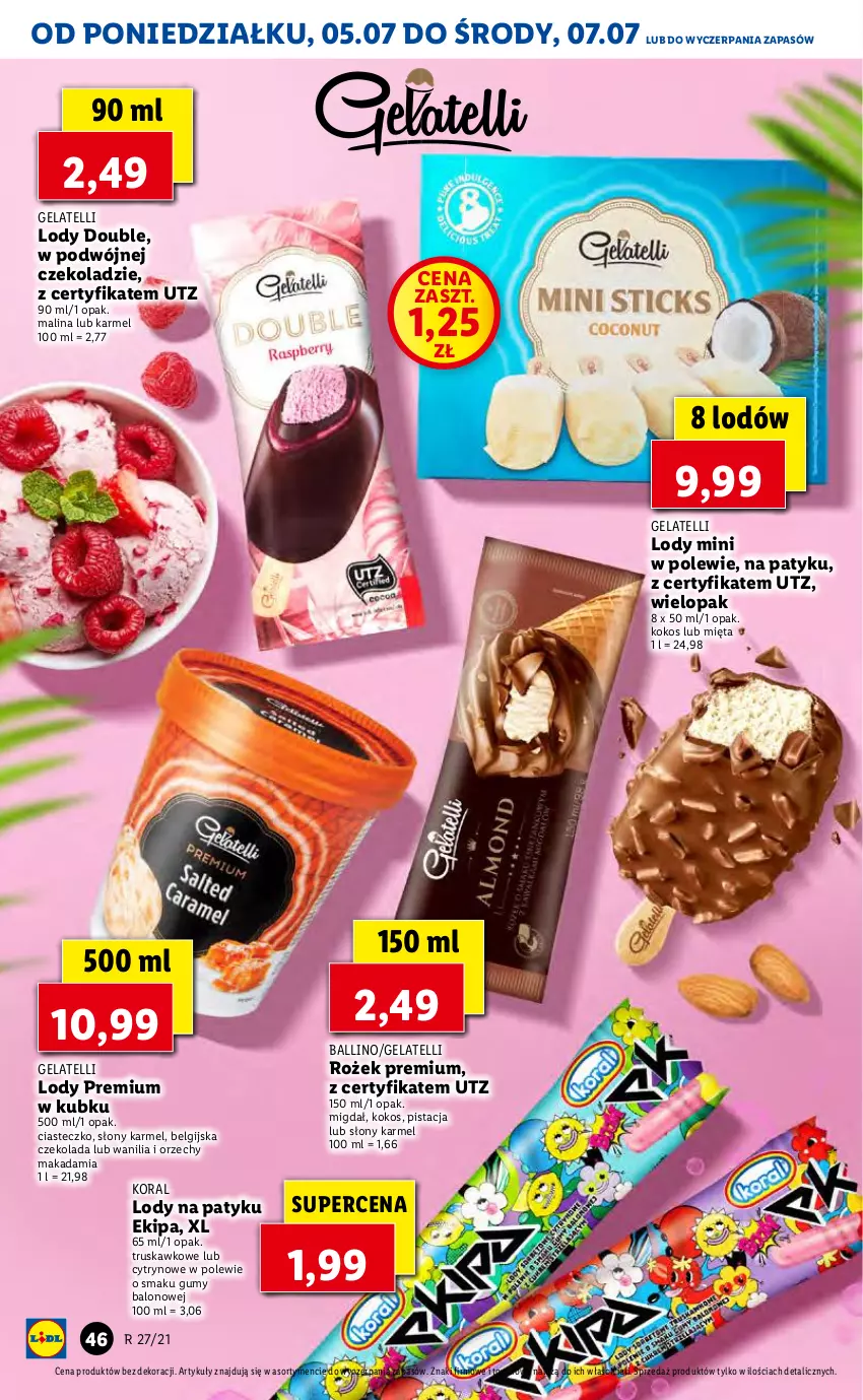 Gazetka promocyjna Lidl - GAZETKA - ważna 05.07 do 07.07.2021 - strona 46 - produkty: Czekolada, Kokos, LG, Lody, Mięta