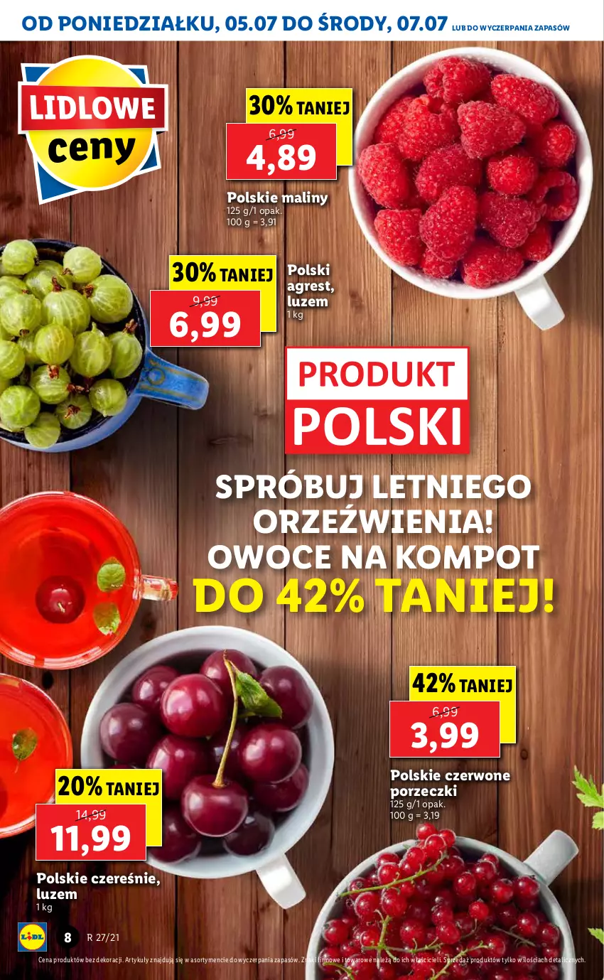 Gazetka promocyjna Lidl - GAZETKA - ważna 05.07 do 07.07.2021 - strona 8 - produkty: Gres, Maliny, Owoce, Por