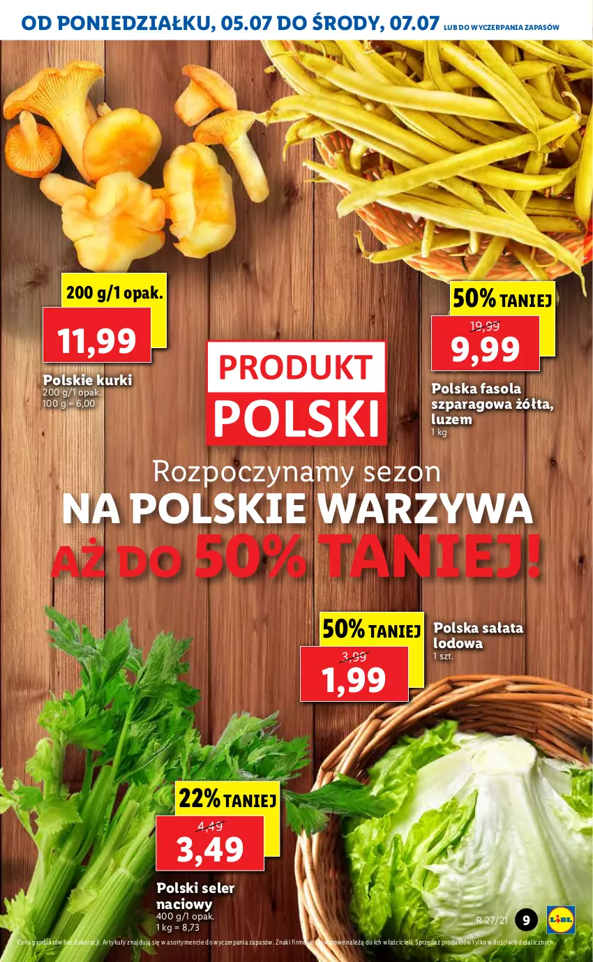 Gazetka promocyjna Lidl - GAZETKA - ważna 05.07 do 07.07.2021 - strona 9 - produkty: Fa, Fasola, Fasola szparagowa, Sałat, Sałata lodowa, Seler naciowy, Warzywa