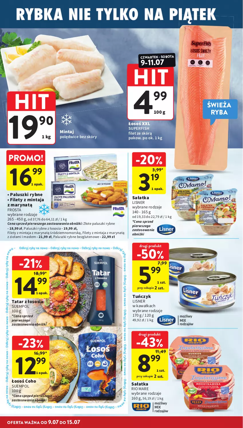 Gazetka promocyjna Intermarche - Gazetka Intermarche - ważna 09.07 do 15.07.2026 - strona 16 - produkty: Frosta, Kawa, Lisner, Mintaj, Paluszki rybne, Rio Mare, Ryba, Sałat, Sałatka, Sos, Suempol, Tuńczyk