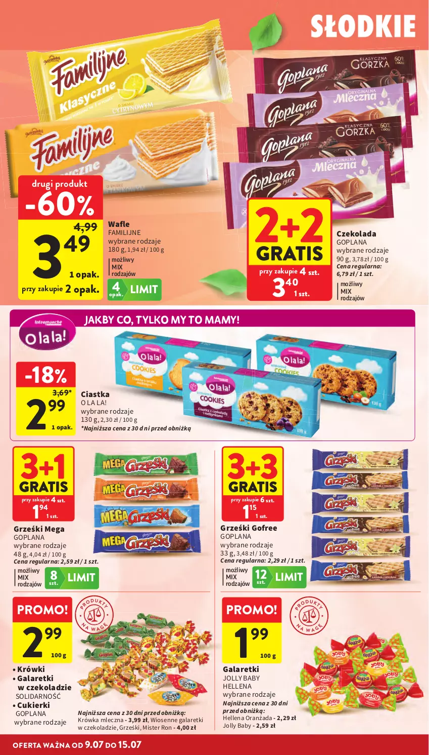 Gazetka promocyjna Intermarche - Gazetka Intermarche - ważna 09.07 do 15.07.2026 - strona 24 - produkty: Ciastka, Cukier, Cukierki, Czekolada, Fa, Gala, Galaretki, Goplana, Gra, Grześki, Hellena, LANA, Oranżada, Wafle